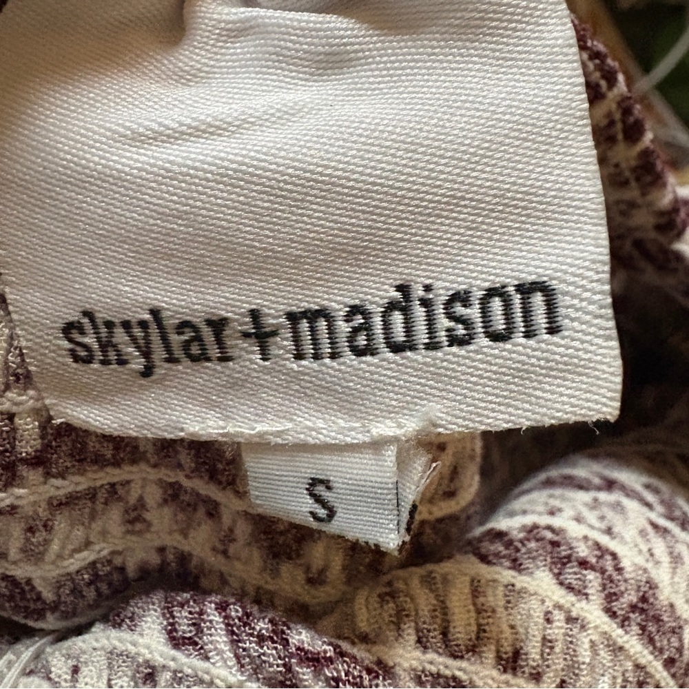 Skylar + Madison S Burgundy Smocked Ruffle Strap Mini Dress Boho Rayon - Picture 3 of 4